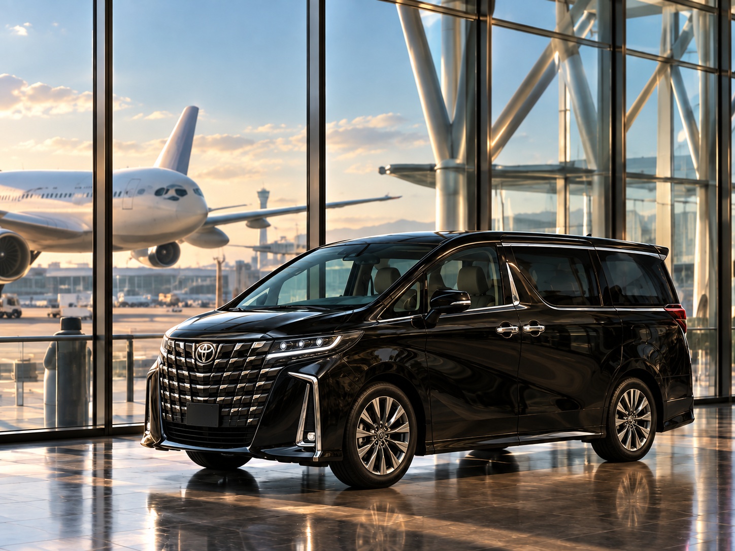 Black Alphard at the airport